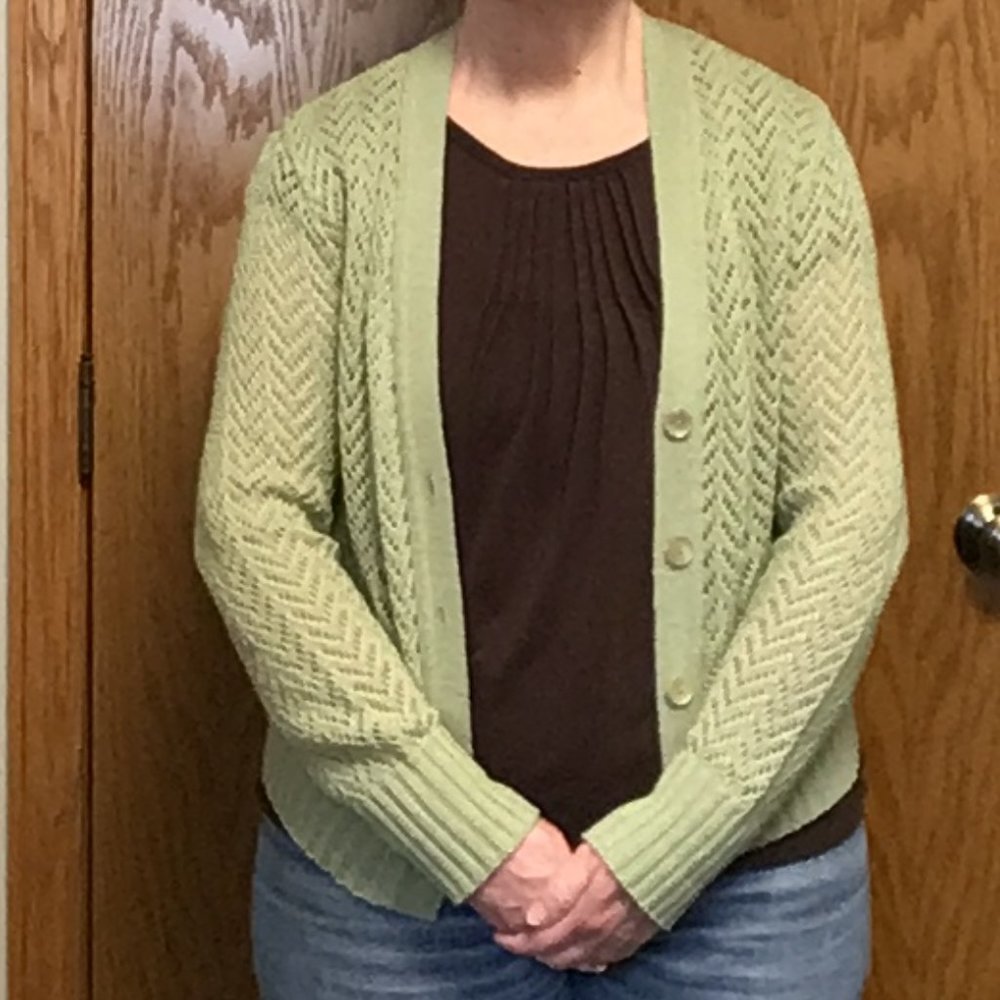 St Michael - Green crocheted look cardigan sweater - Picture 3 of 10